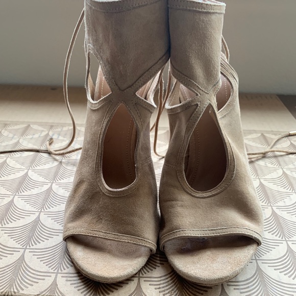 Aquazzura Firenze Sexy Thing Lace-Up Suede Heels - Picture 3 of 8